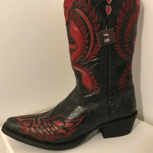Left Boot Only Amputee Red Black Goat Skin Size 8